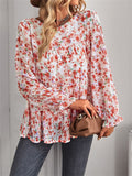 themeisles Printed Bohemian Casual Vacation Loose Long-sleeved Tops