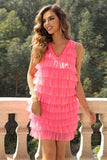 themeisles V-Neck Tiered Sleeveless Mesh Dress