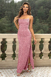 themeisles Sequin Backless Split Maxi Dress