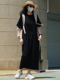 themeisles Casual Short Sleeves Solid Color Round-Neck Maxi Dress