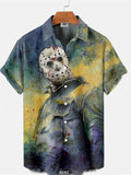 themeisles Men's Fashion Trends 3D Digital Printing Shirt Short-sleeved Shirt Summer Printing Cardigan Shirt Beach Shirt Short-sleeved