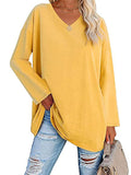 themeisles Ladies T-shirt New Multi-color Loose Drop Shoulder Sleeve V-neck Solid Color Women's Tops