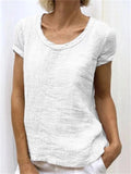 themeisles Explosive Solid Color Slim Type Women's Fresh Sweet Round Neck T-shirt Cotton Double Crepe Fashion T-shirt Tops