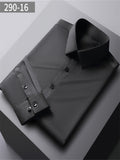themeisles Men's Long-sleeved Mulberry Silk Solid Color Long-sleeved Work Shirt Business Professional Slim Shirt Business Formal Wear