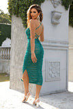 themeisles Ruched Slit Backless Dress