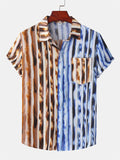 themeisles Summer New Hawaiian Style Slim Type Lapel Digital Printing Short-sleeved Shirt Comfortable Casual Men's Shirt