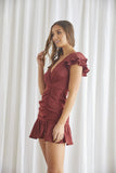 themeisles Ruffle Flutter Ruched Mini Dress