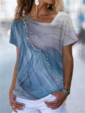themeisles New Comfortable Casual Women's Summer Tide Loose Type T-shirt Fashion Printing Fashion V-neck Short-sleeved Tops