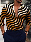 themeisles Men's Printed Shirt Cardigan Long Sleeve Shirt Chain Print S M L XL 2XL 3XL 4XL 5XL