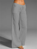 themeisles Women's Pants Trousers Linen Black White Khaki Fashion Casual Daily Side Pockets Full Length Comfort Solid Color S M L XL 2XL