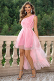 themeisles One-Shoulder Sleeveless High-Low Dress