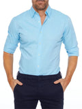 themeisles Metal Decoration Slim Lapel Men's Zipper Shirt Hidden Zipper Fake Button Oxford Stretch Cotton Zipper Shirt Cardigan