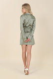 themeisles Satin collared wrap mini dress