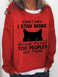 themeisles Women's Sweatshirt Pullover Basic Light Blue dark brown Black Graphic Loose Fit Street Round Neck Long Sleeve S M L XL 2XL 3XL