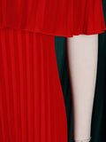 themeisles Wrap Pleated Solid Color Off-The-Shoulder Evening Dresses
