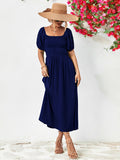 themeisles Off-Shoulder Balloon Sleeve Midi Dress