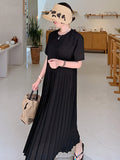 themeisles Urban Ruffled Split-Joint High Waisted Short Sleeves Midi Dress