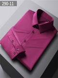 themeisles Men's Long-sleeved Mulberry Silk Solid Color Long-sleeved Work Shirt Business Professional Slim Shirt Business Formal Wear
