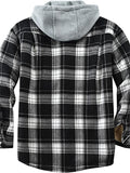 themeisles Men's Winter Jacket Shirt Jacket Winter Coat Sherpa jacket Fleece Jacket Hoodie Jacket Flannel Jacket Warm Casual Jacket Outerwear Plaid / Check White+Black Green Wine