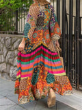 themeisles Printed Long Ethnic Dress New Temperament Dress