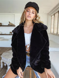 themeisles Fashion Solid Color Sexy Plush Lapel Coat