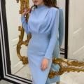 themeisles Fashionable Waist and Foreign Style Solid Color Long Sleeve Dress