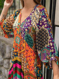 themeisles Printed Long Ethnic Dress New Temperament Dress