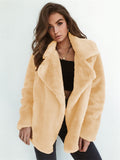 themeisles Fashion Solid Color Sexy Plush Lapel Coat