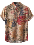 themeisles New Explosion Slim Type Men's Fashion Floral Casual Pointed Collar Short-sleeved Shirt Thin Men's Clothing