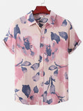 themeisles Spring and Summer New Men's Short-sleeved Loose Type Floral Print Shirt Beach Wind Vacation Style Hawaiian Shirt