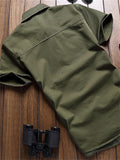 themeisles Men's Shirt Summer Shirt Solid Color Turndown Black White Army Green Royal Blue Khaki Daily Holiday Short Sleeve Button-Down Clothing Apparel Cotton Streetwear Simple Casual Classic