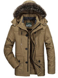 themeisles Men's Winter Jacket Winter Coat Warm Camping & Hiking Zipper Outerwear Clothing Apparel Black khaki Dark Blue