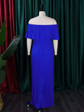 themeisles Wrap Pleated Solid Color Off-The-Shoulder Evening Dresses