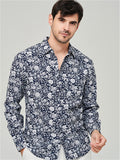 themeisles Men's Light Casual Light Floral Single-breasted Slim Shirt Men's Long-sleeved Loose Style Men's Cardigan