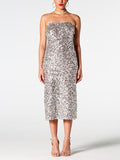 themeisles Sequin Straight Neck Midi Wrap Dress