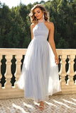 themeisles Halter Neck Backless Mesh Dress