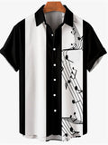 themeisles Men's Shirt Button Up Shirt Casual Shirt Summer Shirt Bowling Shirt Black Pink Blue Green Short Sleeve Graphic Prints Musical Notes Turndown Street Daily Print Clothing Apparel Fashion 1950s Casual