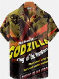 themeisles Men's Fashion Trends 3D Digital Printing Shirt Short-sleeved Shirt Summer Printing Cardigan Shirt Beach Shirt Short-sleeved