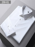 themeisles Men's Long-sleeved Mulberry Silk Solid Color Long-sleeved Work Shirt Business Professional Slim Shirt Business Formal Wear