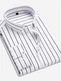 themeisles Men's Dress Shirt Button Down Shirt Collared Shirt Black-White White Red Long Sleeve Striped Wedding Work Clothing Apparel Patchwork
