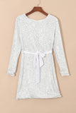 themeisles Sequin Tie Front T-Shirt Dress
