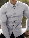 themeisles Muscle Fitness Brothers Men's Business Shirt Non Iron Wrinkle Resistant White Shirt Men's Long Sleeve Shirt