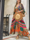 themeisles Printed Long Ethnic Dress New Temperament Dress