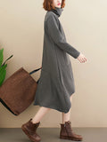 themeisles Original Solid High-Neck Irregularity Dress