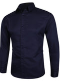 themeisles Slim Pointed Collar Clothes Fashion Color Big Yards Men's Long-sleeved Shirt Business Casual Shirt Man