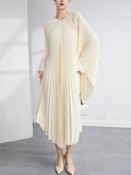 themeisles Batwing Sleeves Loose Pleated Solid Color Maxi Dresses