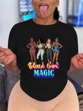 themeisles Women's Printed T-shirt Trendy Hot Girls Short-sleeved Tops Printed Sets of Regular Sleeves Loose Type Female Tops