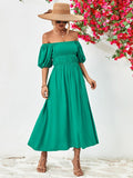 themeisles Off-Shoulder Balloon Sleeve Midi Dress