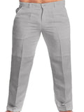 themeisles Men's Linen Pants Trousers Summer Pants Beach Pants Straight Leg Plain Comfort Outdoor Casual Daily Linen / Cotton Blend Streetwear Stylish Black White