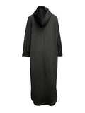 themeisles Split-Joint Solid Color Drawstring Loose Long Sleeves Hooded Midi Dresses